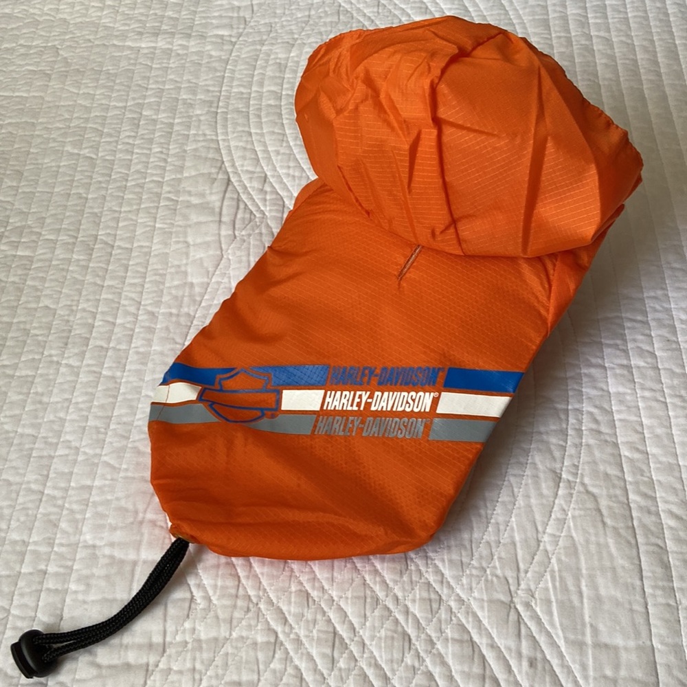 Harley Davidson Dog Rain Jacket Coat Windbreaker With Hood Orange XS NEW